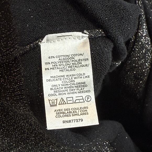 Ann Taylor NWT Metallic Shimmer Holiday Festive Button Cardigan - Black Wms M - Picture 7 of 12